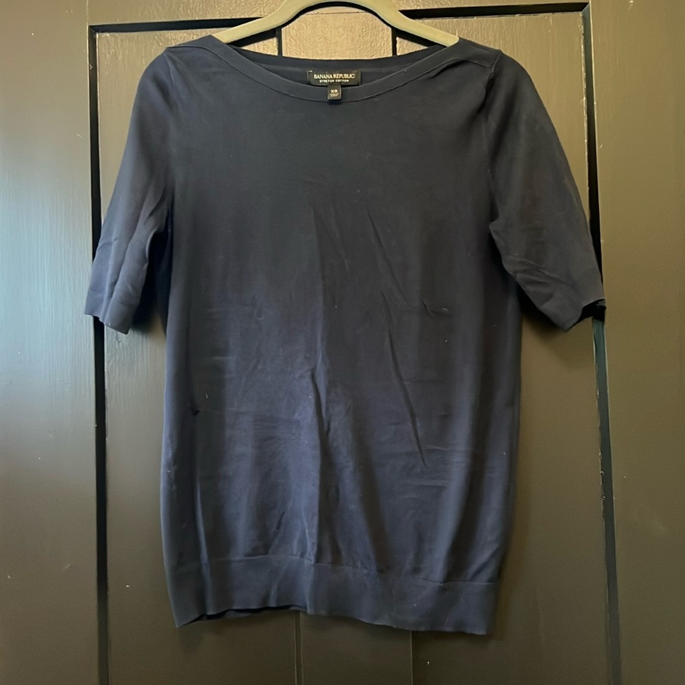 Banana Republic light knit short sleeve boatneck top